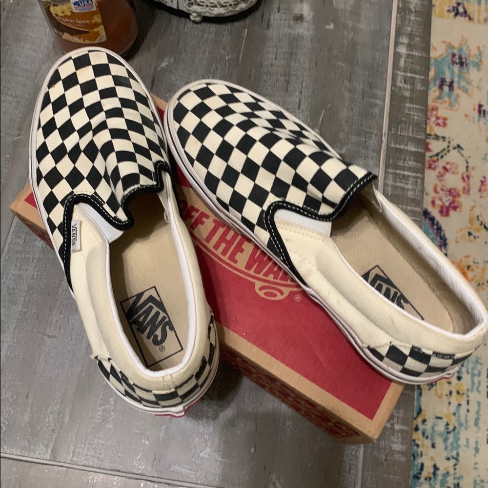 Checkered Vans Slip Ons
